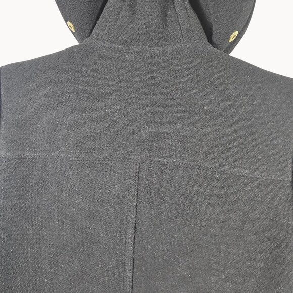 J.Crew‎ Womens 2 Italian Wool Hooded Tailored Coat Black Lined Gold Accents Warm - Picture 15 of 15